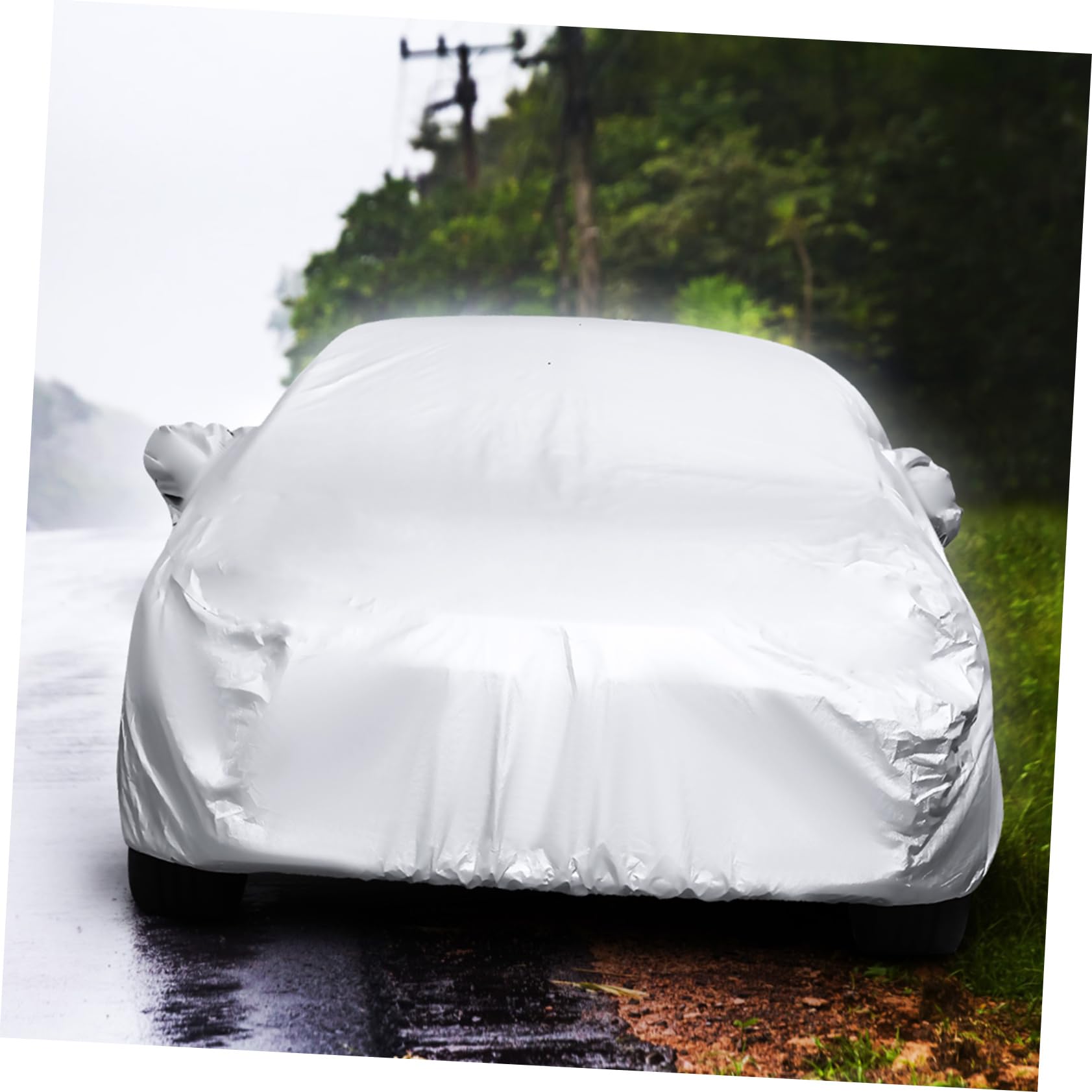 Cabilock Silver Car Cover Fit Weatherproof Easy Install Car Cover for Sun Protection — view 5