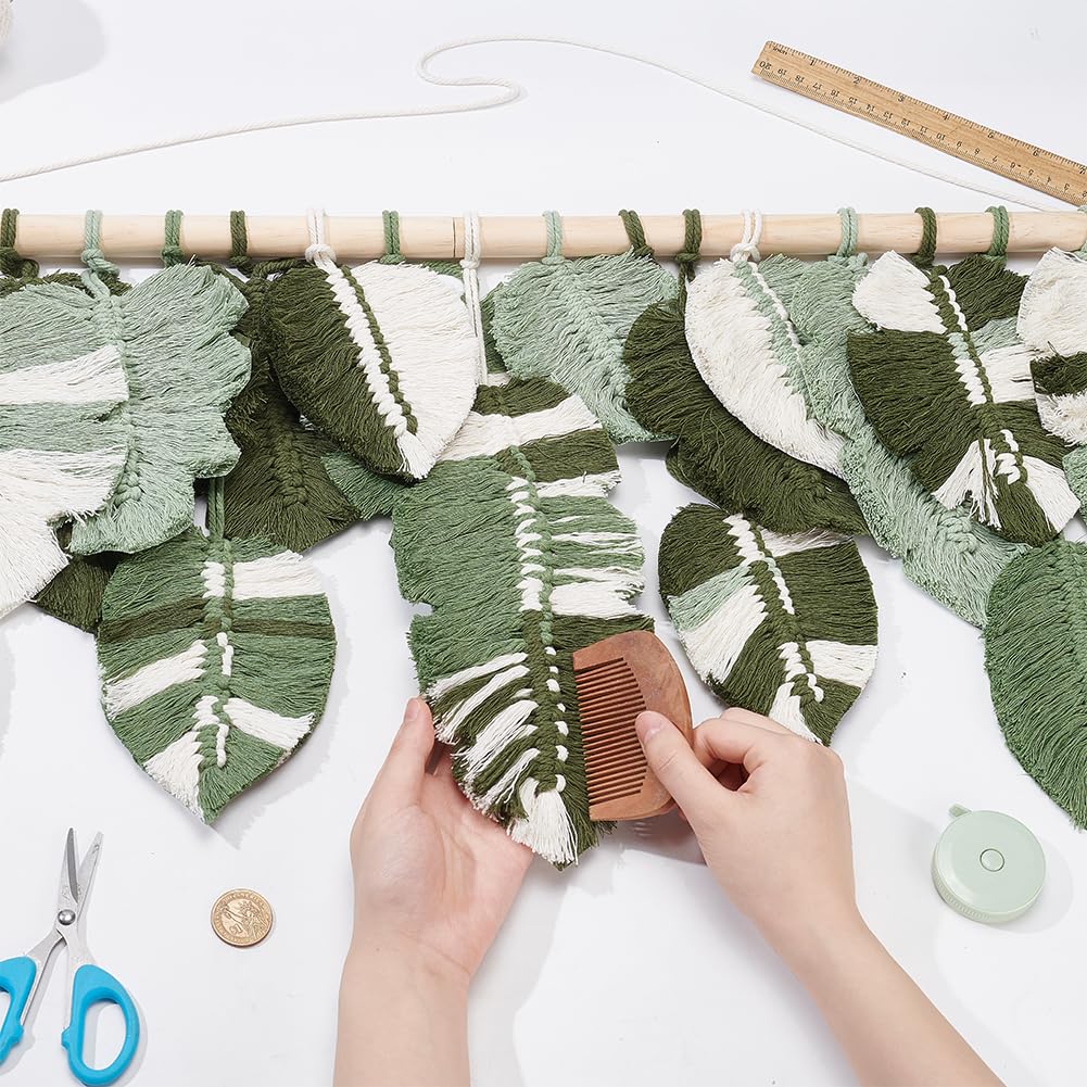 FREEBLOSS Set Macramé Feuille Kit Feuille Macramé Kit de Suspension Murale Macramé Feuille Macramé Feuille Palme Kits de Macramé pour Débutants Tapisserie de Feuilles de Macramé