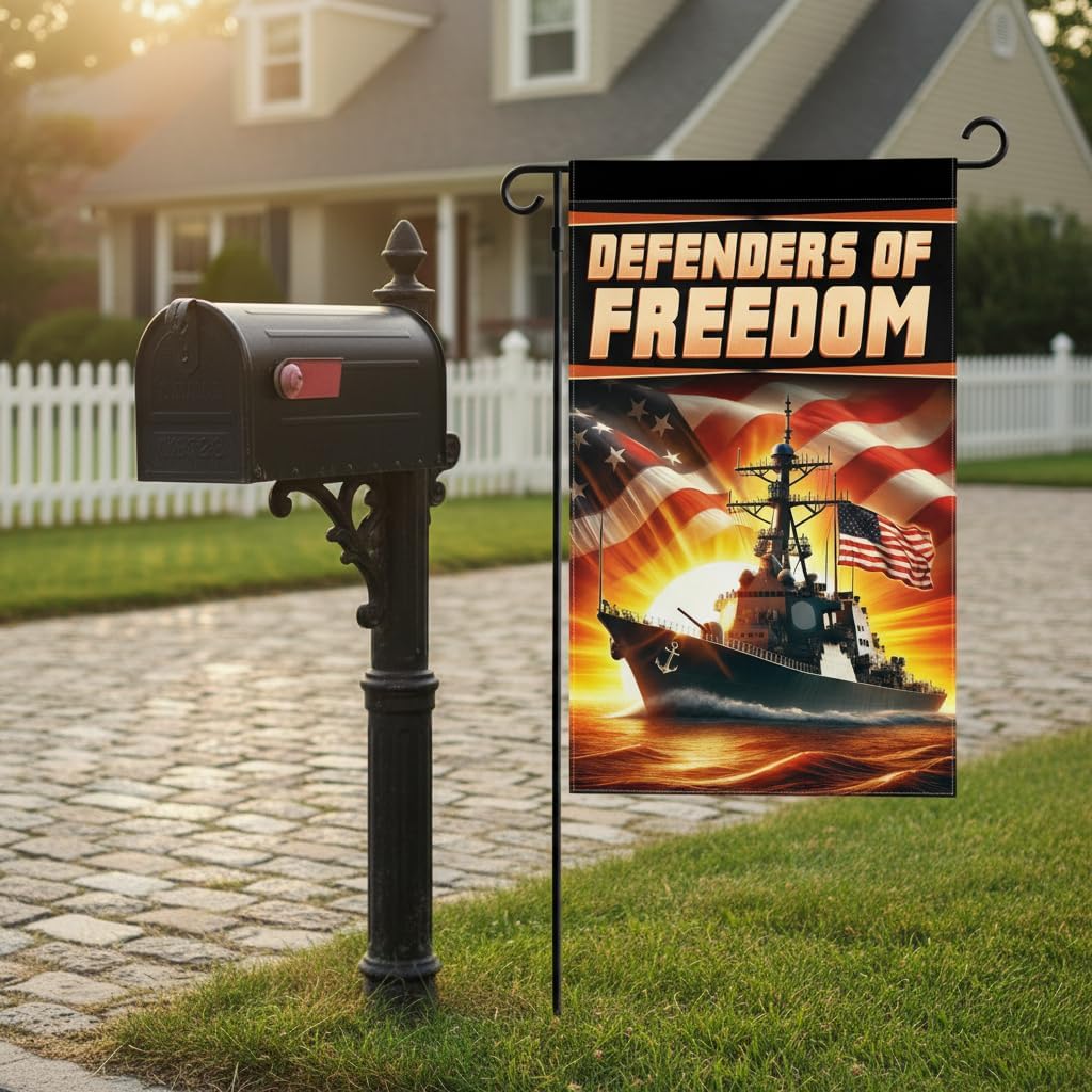 Navy Warship Battleship Garden Flag 12x18 In Doublesided Military Outdoor Yard Decor for Armed Forces Day Navy Birthday Veterans Day First Responders - Image 6
