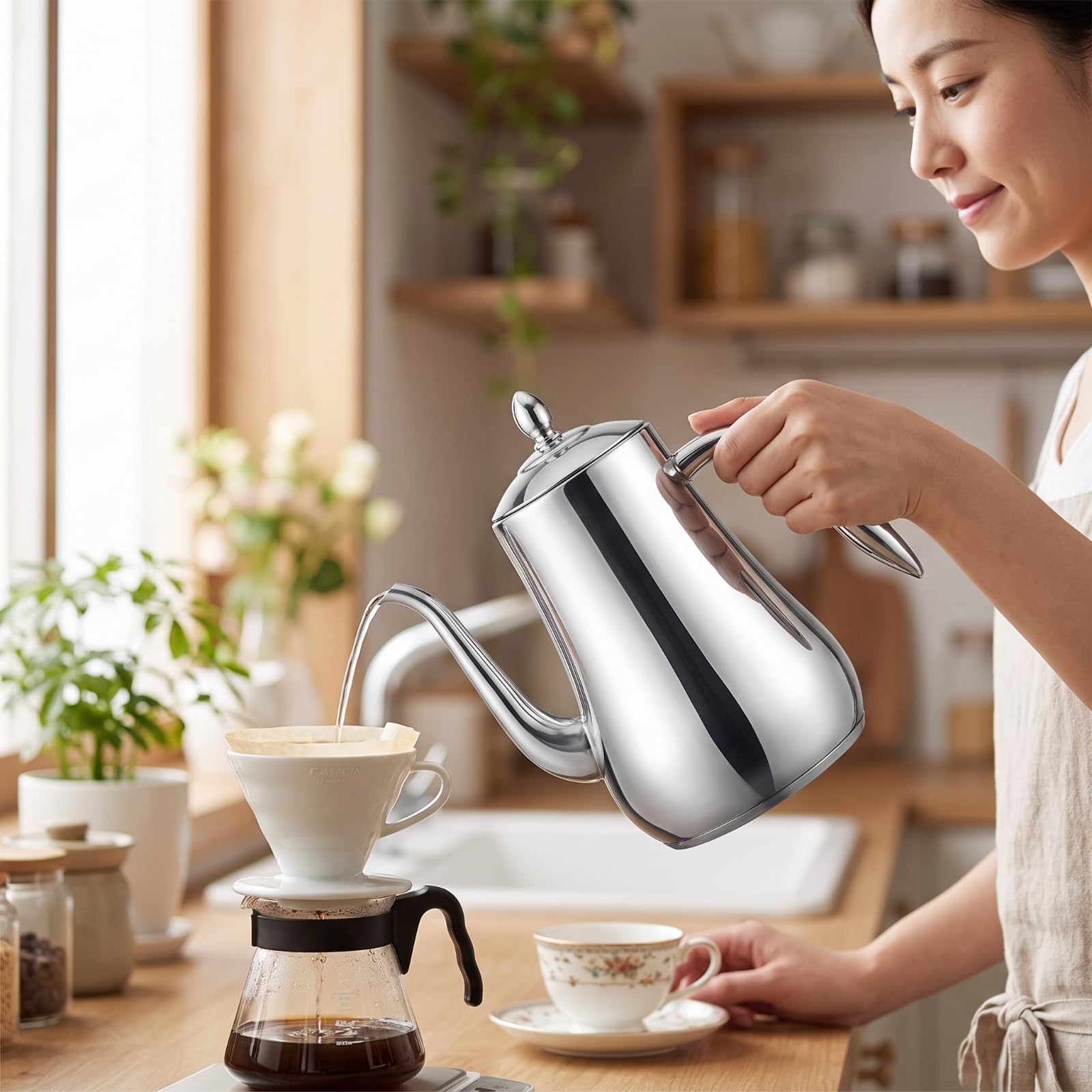 Tetera con Cuello Cisne Antioxidante Hervidor con Filtro Menaje para Cocina, 1550ml