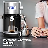 Vista 7 de COWSAR Máquina de café expreso de 20 bares, cafetera compacta con espumador de leche, máquinas de café Expresso con tanque de agua extraíble de 45
