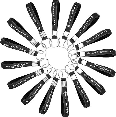 Miniatura 7 de 24 llaveros inspiradores de regalo para mujeres, con cita motivacional, llaveros de agradecimiento para profesores, Negro -