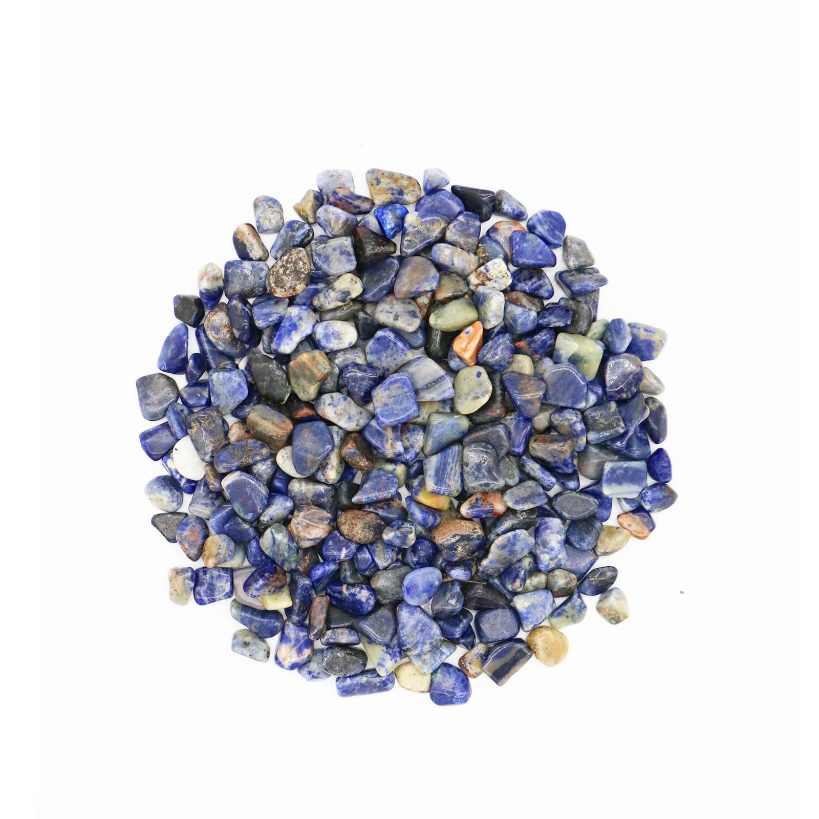 VMDEKK Sodalite Natural Tumbled Stones and Crystals in Bulk for Healing Crystal,Reiki,Meditation,Witchcraft,Home Decor,Shaped Stones Perfect for Plants,Cacti,Succulents,Vase Filler 450g.