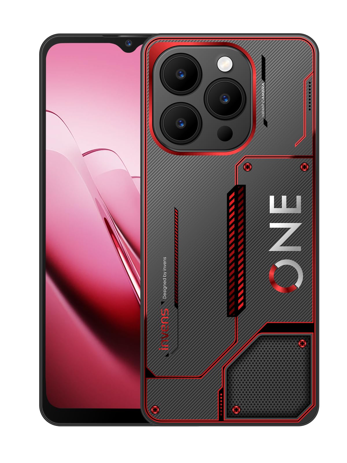 invens Note 12P Smartphone Ohne Vertrag, 16GB RAM 128GB ROM, 6.56" HD+ Display, 48MP+8MP Kamera, 5000mAh Akku, Android 15 Handy günstig, Dual SIM, 5GHz WLAN, Face ID/Fingerabdruck/GPS (Cyber Red)