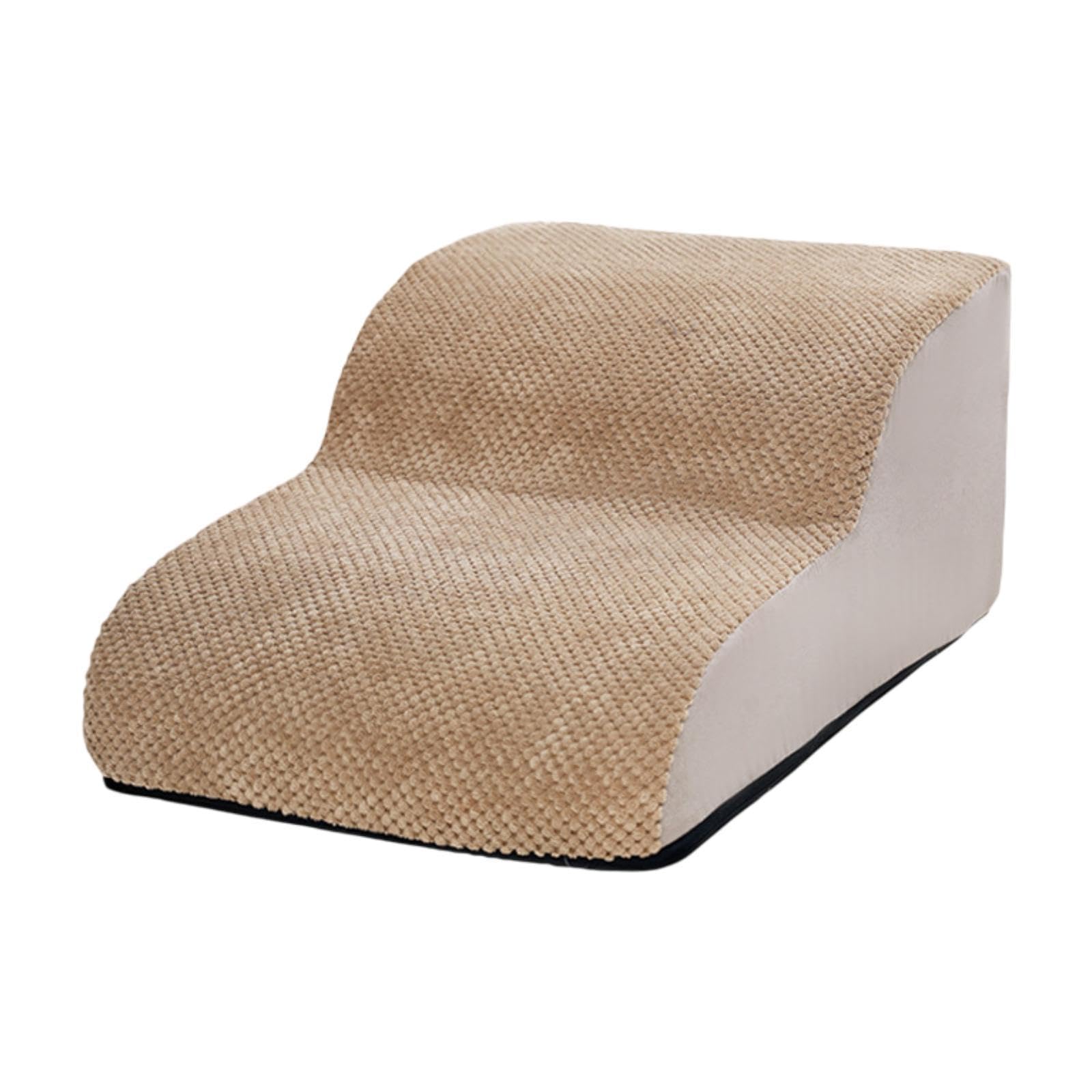 Escalera para Perros con Dos Peldaños Tapizados Base Estable Antideslizante Funda Lavable Y Material Suave Adecuada para Gatos Y Perros Pequeños en So, Beige