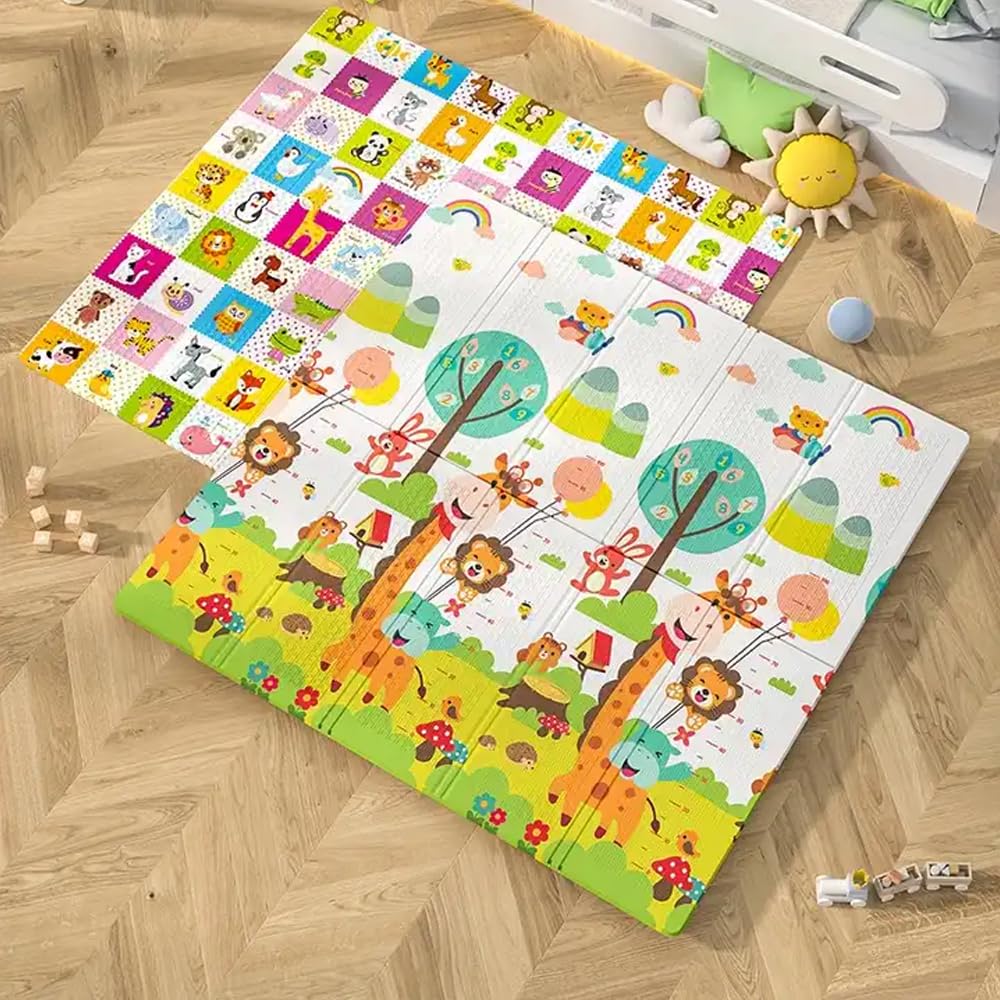 Foldable Baby Play Mat - 200x180x1 CM, Versatile and Stylish, Waterproof, Ideal for Playtime, Tummy Time, Babies Toddler Foam Mat for Indoor and Outdoor Adventures