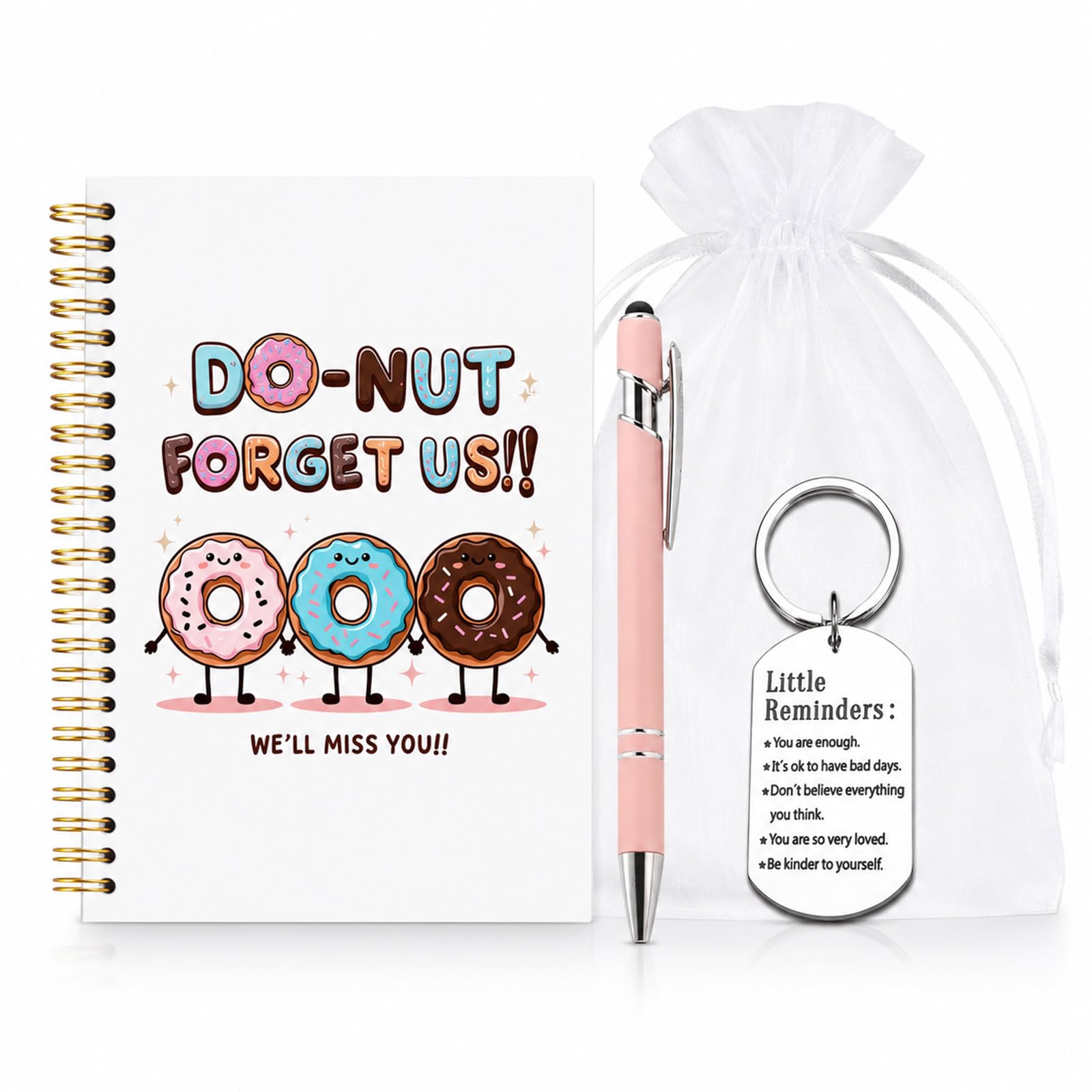 4 Pcs Graduation Gifts Her Leaving Gift Colleagues Women, Funny Retirement Goodbye Farewell Gifts for Coworkers, Funny Notebook with Pen Motivational Keyring Leaving Presents for Women Men Friends