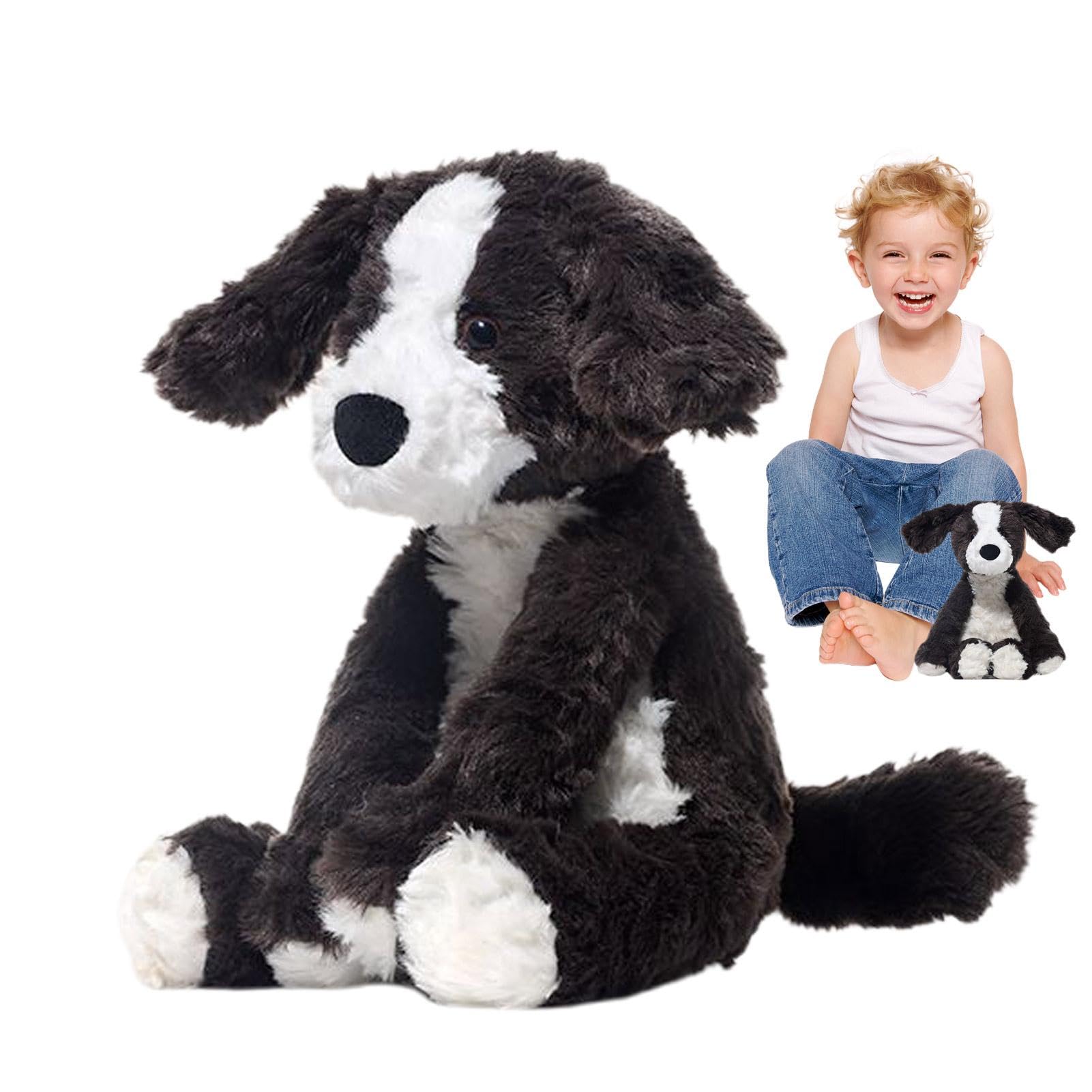 Amazon | 黒と白の子犬のおもちゃ、ボーダーコリー犬のぬいぐるみ 