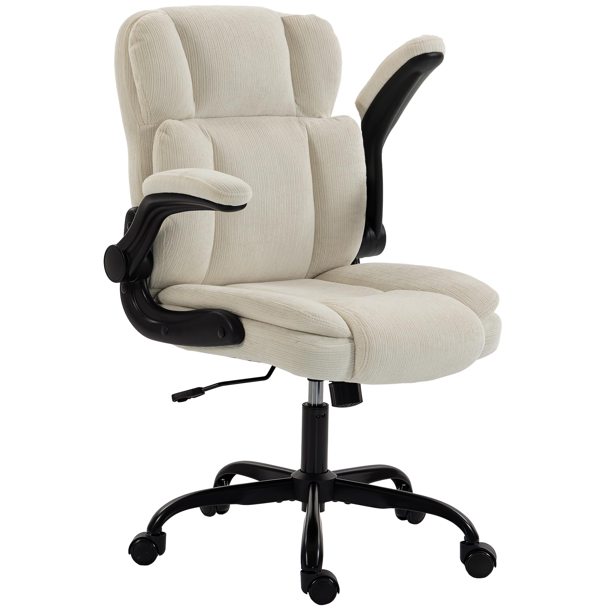 HOMCOM Sillón Oficina ergonómico de Felpa Beige