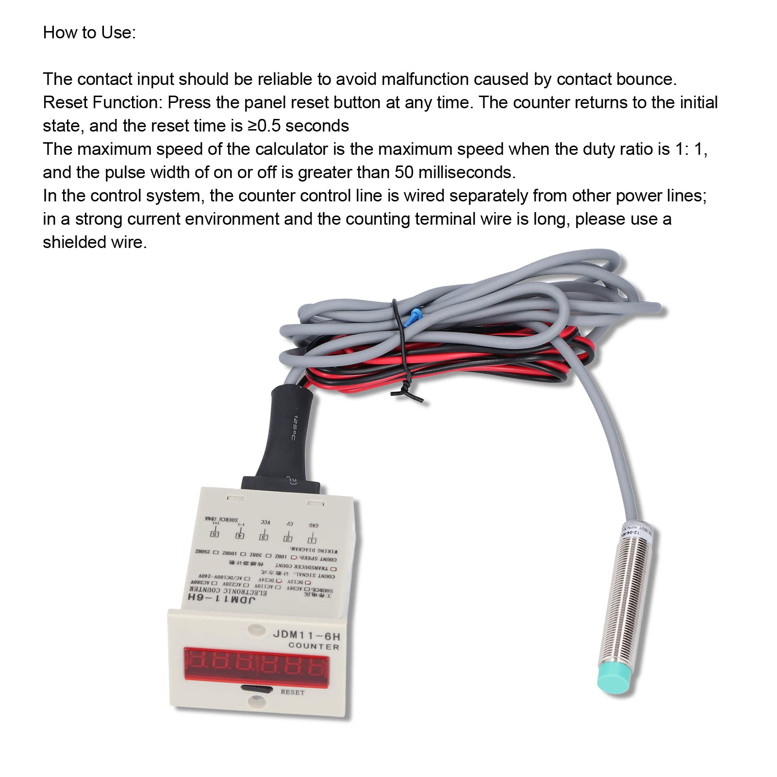 FLEXMAN 1~999999 Digital Electronic Counter, Multiple Methods LED Auto Display Digital Counter with Proximity Sensor for Chemical Textile Machinery Agriculture Food (DC12-24V)