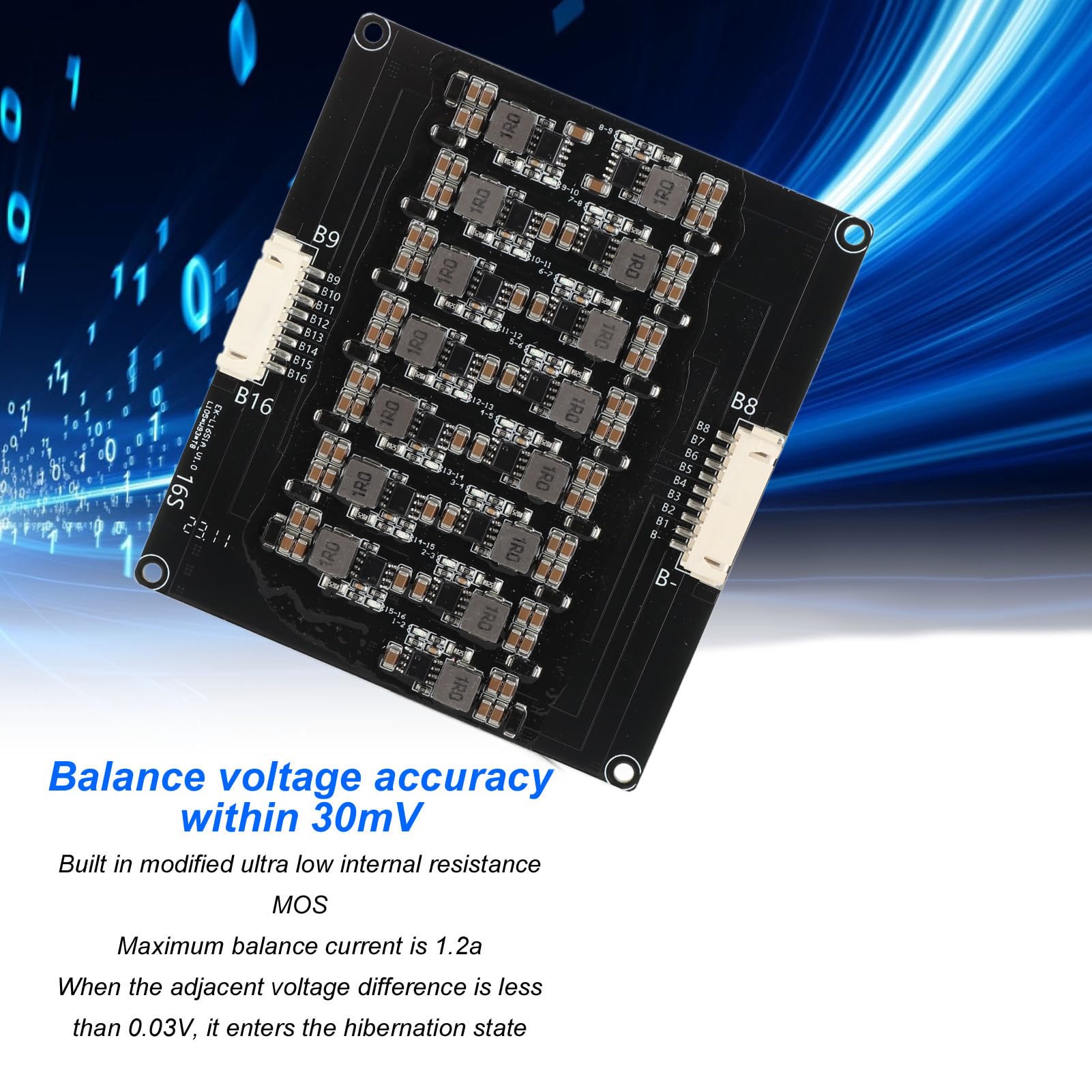 Placa de Equilibrio de batería HaloVerde Balanceador de Voltaje 16s 1,2 A con función de hibernación automática para gestión de Celdas LFP y NCM de Uso General (16)