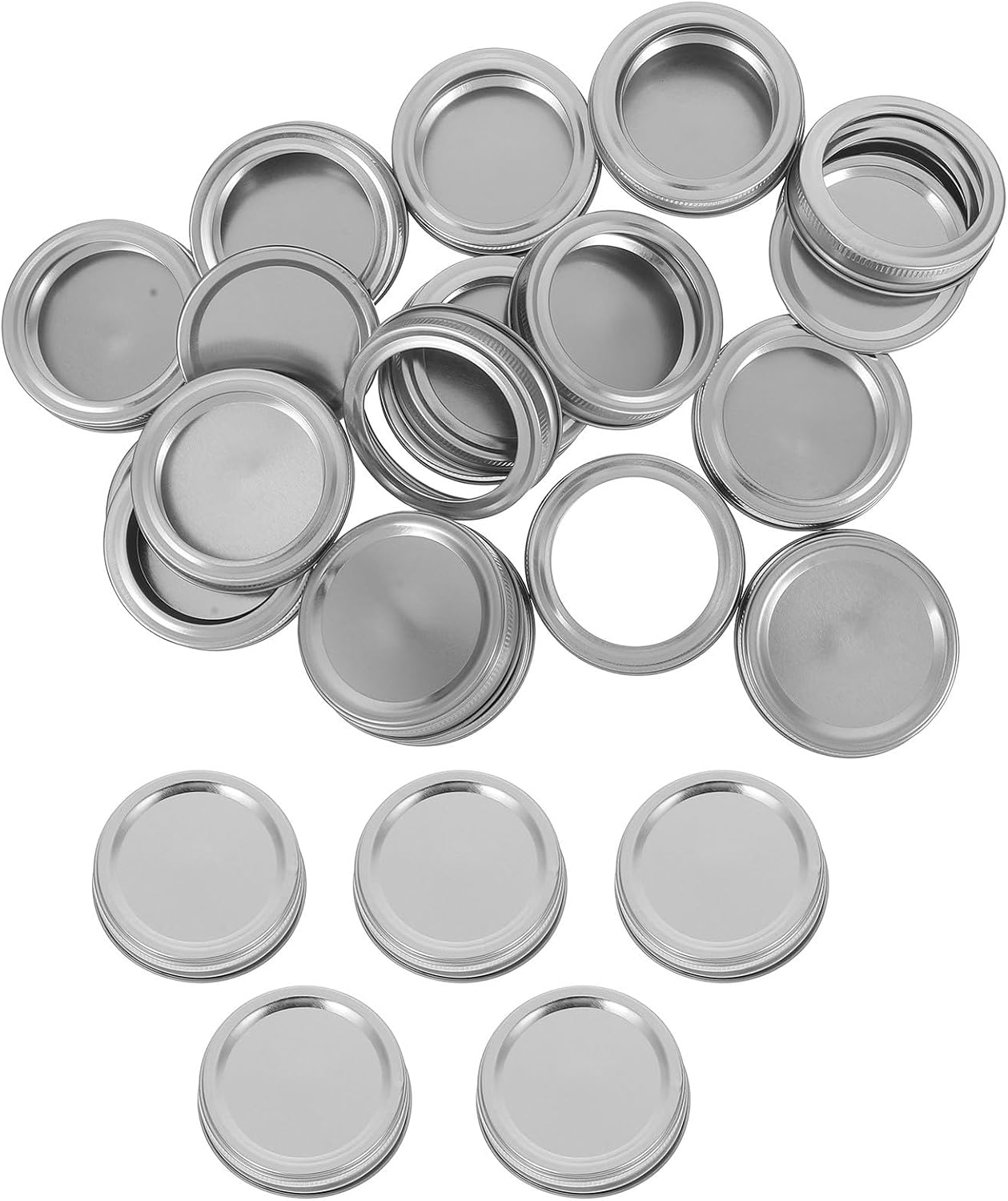 Canning Jar Lids and Rings Set 70mm Wide Mouth Tinplate Mason Jar Covers Silver Split Lids for Food Preservation and Fermenting 24pcs Kitchen Canning Supplies