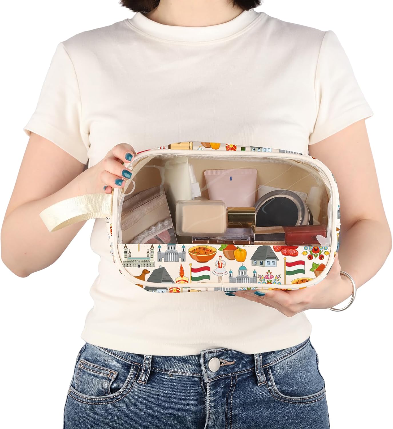 PWHAOO ハンガリーギフト I'd Rather Be in Hungaryクリアメイクアップバッグ ハンガリー旅行トイ