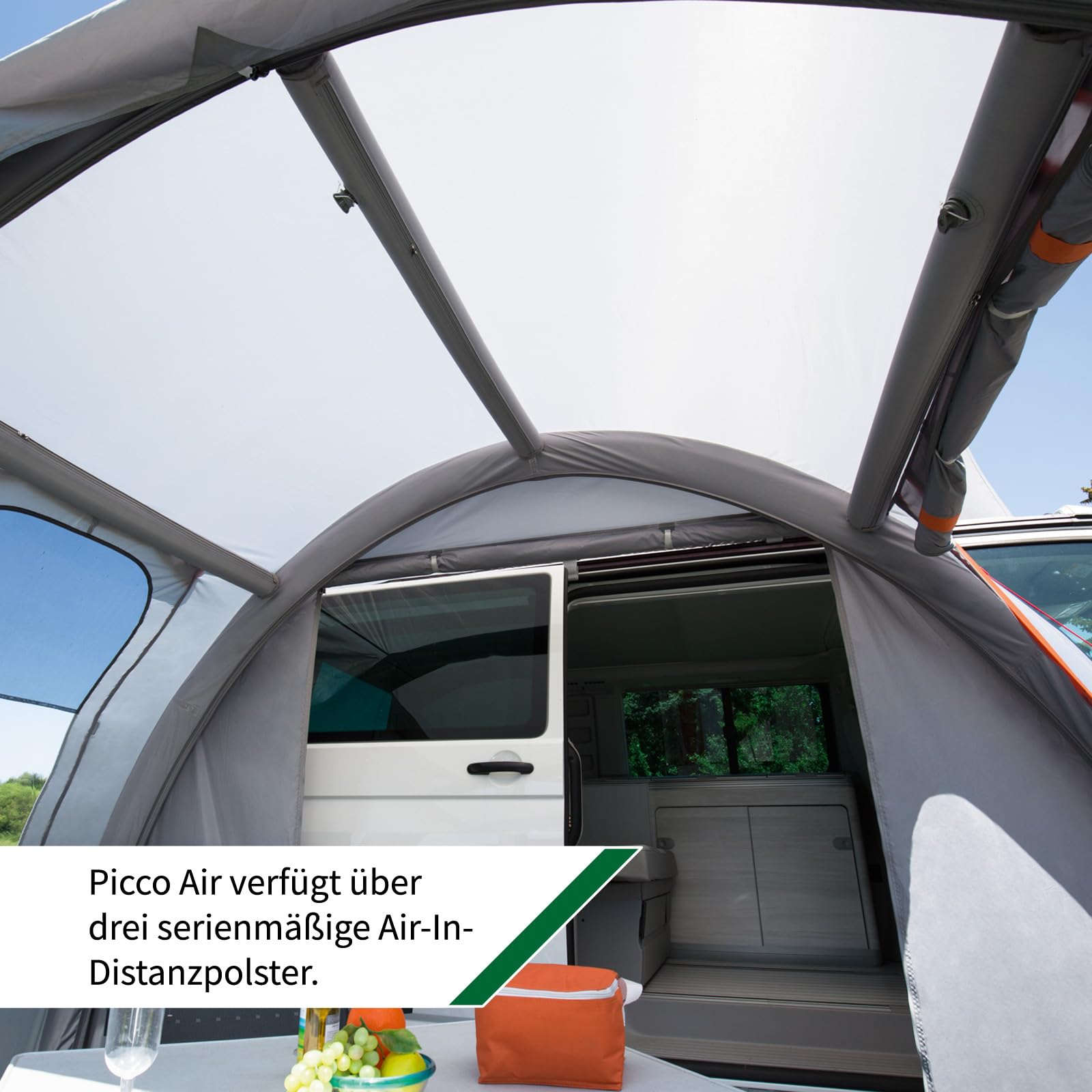DWT Buszelt Picco Air 320 x 150 cm, freistehendes Mobilzelt, leichtes Air-In Luft-Vorzelt für Camper Vans inkl. Abspannmaterial und Luftpumpe