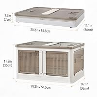 Vista 3 de Collapsible Storage Bin with Lid-14.5Gal Large Plastic Foldable Stackable Storage Bins with 5 Doors & Wheels,Foldable Storage Box for Cloest Folding