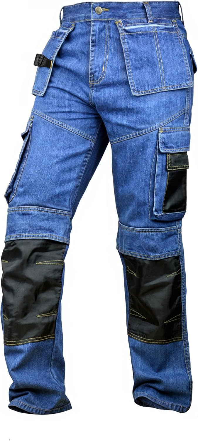 Men’s Denim Cordura Heavy-Duty Work Jeans – Tactical Cargo Pants with Utility Pockets - Image 3