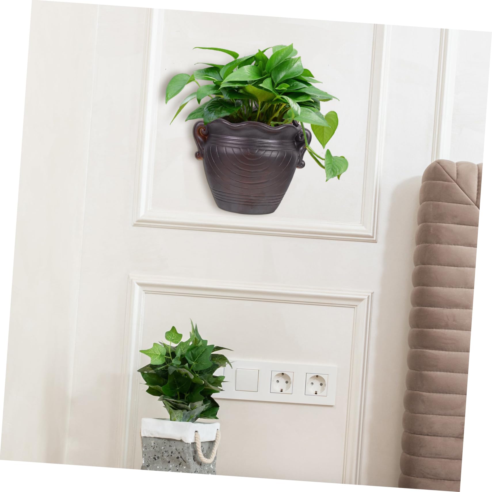 Happyyami Vintage Wandblumentopf Aus Keramik Hängender Übertopf Für Sukkulenten Dekoratives Pflanzgefäß Zum Aufhängen Wand Für Kleine Zimmerpflanzen Garten Und Balkon