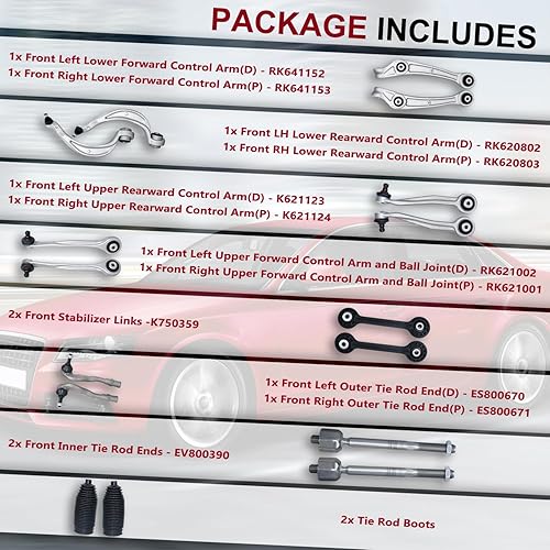 Miniatura 2 de Juego de 16 piezas de brazos de control de enlace lateral de barra estabilizadora frontal, kit de suspensión compatible con Audi A4 A5 S4 S5 Q5