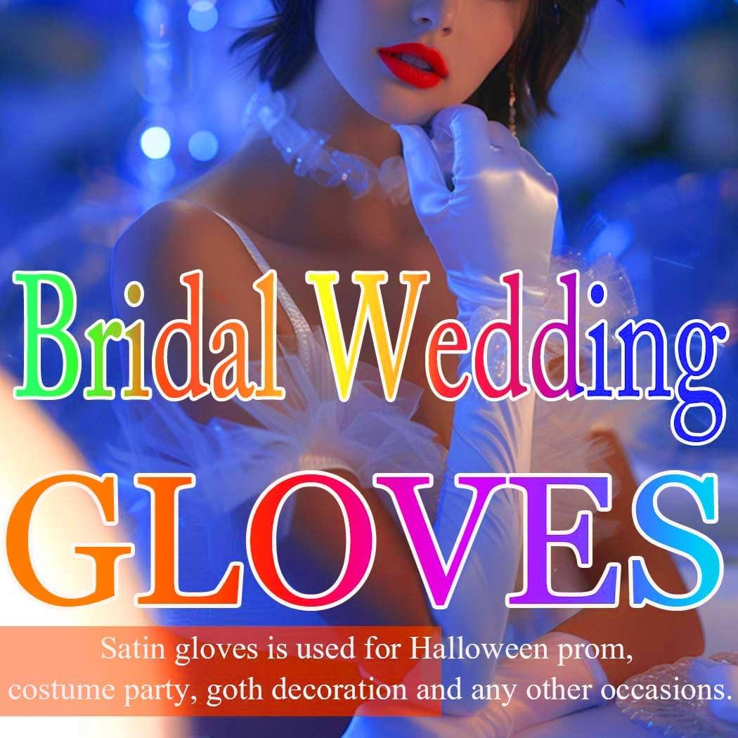 Latious Satin Wedding Gloves with Sequin Lace and Beads - Short Fingerless Gloves for Women - Image 3