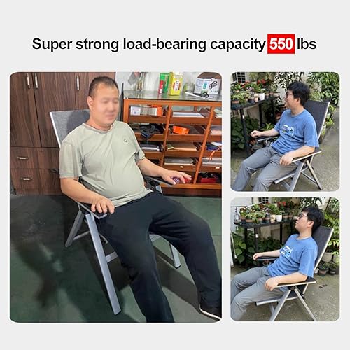 Miniatura 7 de Folding Chairs with Headrest, 7 Levels Adjustable, Aluminium Frame, Portable Cozy Recliner, Arm Chair for Garden, Terrace, Swimming Pool