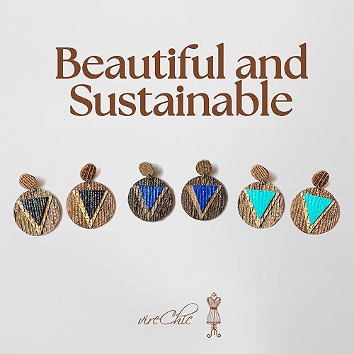 Miniatura 2 de VIRECHIC - Disc Drop Earrings - Sustainable Natural Fiber, Handmade Brazilian Earrings, Unique Creative Pair of Earrings, Eco-Friendly - Green