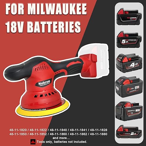 Miniatura 2 de Pulidora inalámbrica de coche para batería Milwaukee m18, kit de máquina pulidora con 6 velocidades variables de hasta 6800 RPM, pulidora