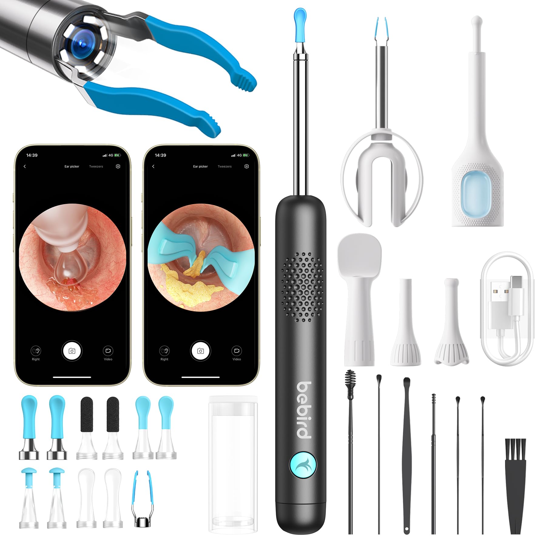 BEBIRD R1 Ultra Ear Wax Removal, Ear Cleaner with Camera Ear Scope, Wax Remove Ear Pick with Ear Otoscope Tweezers, Visual Dropper Cleaning Kit, Ear/Nose/Throat Examination Tool for FamilyGlobal Recycled StandardGlobal Recycled StandardGlobal Recycled Standard