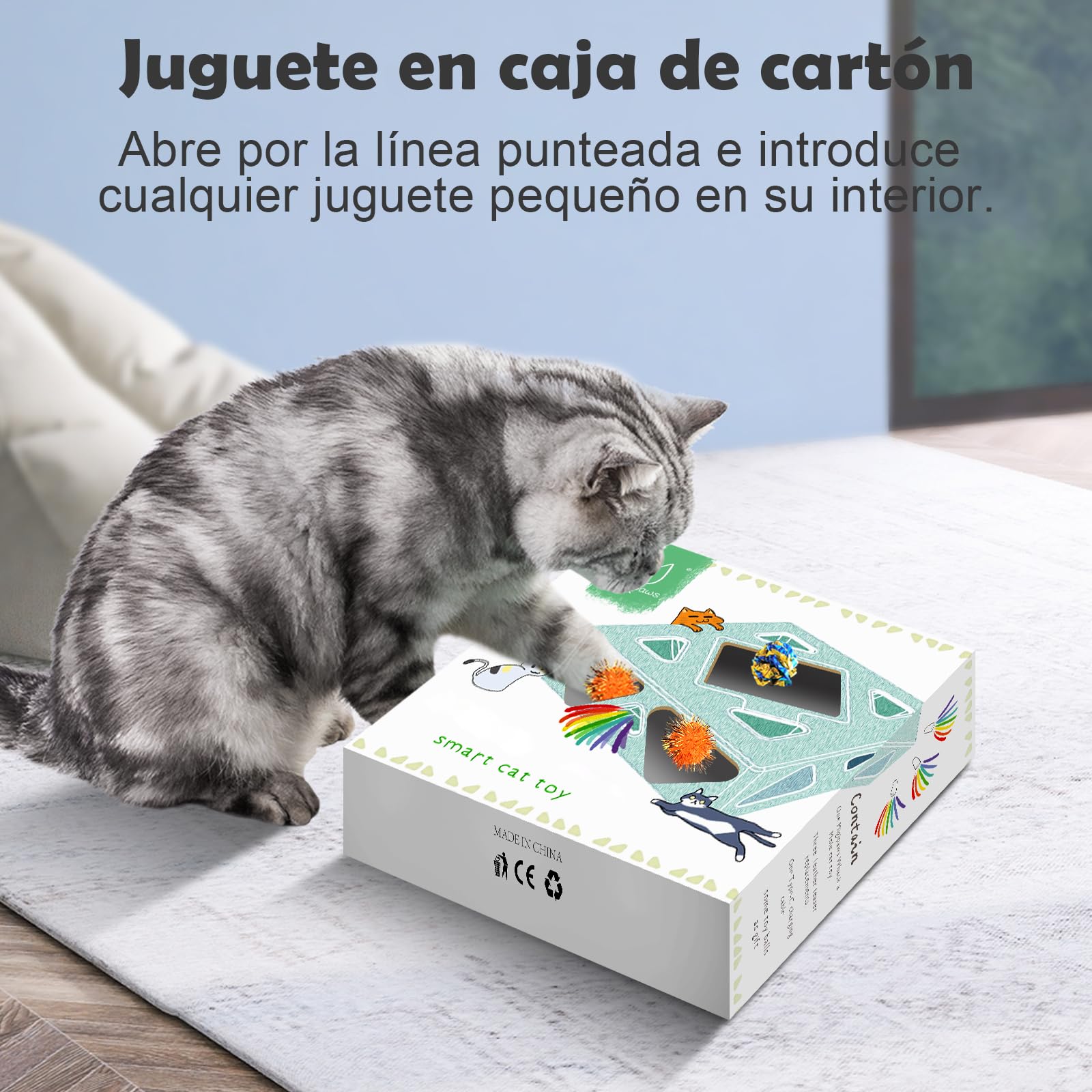Migipaws Juguetes para Gatos interactivos automáticos de 7 Agujeros Whack-A-Mole, Juguete Inteligente Ultra Divertido para Gatos de Interior, Recargable por USB, 4 Piezas de recambios de Plumas