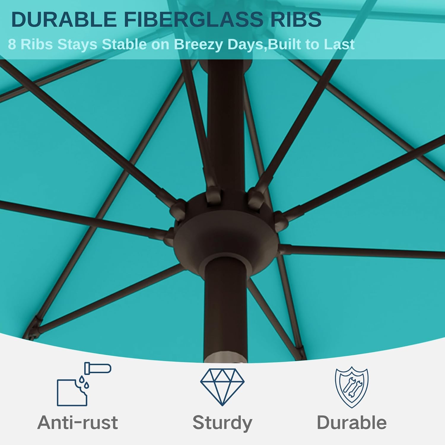 9ft Patio Umbrella with Push Button Tilt and Crank,Outdoor Market Table Umbrella UV Protection 8 Sturdy Ribs for Backyard,Garden,Pool,Deck