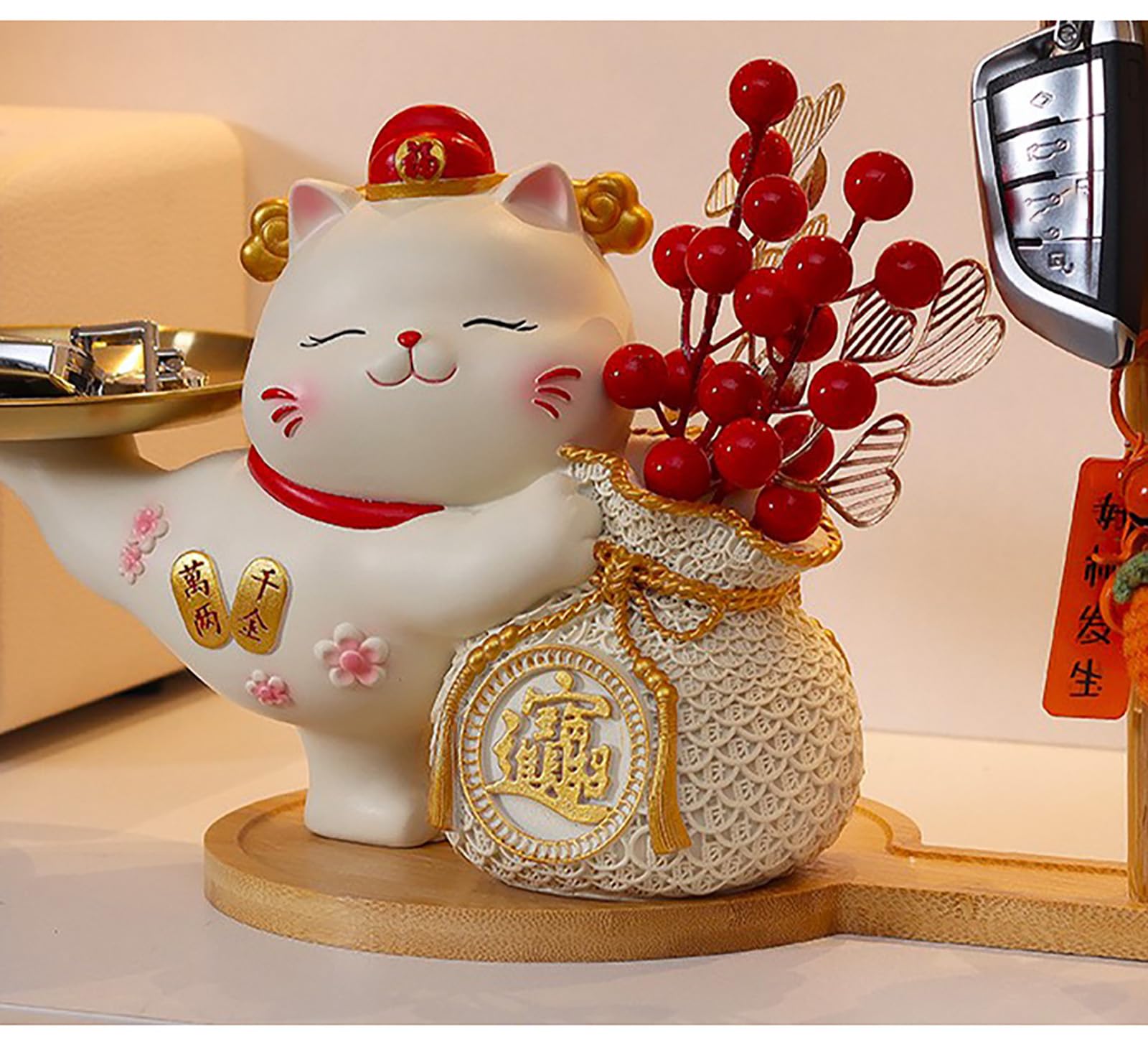 Amazon.co.jp: kanoroto 招き猫 置物 玄関 収納 玄関 鍵置き 収納