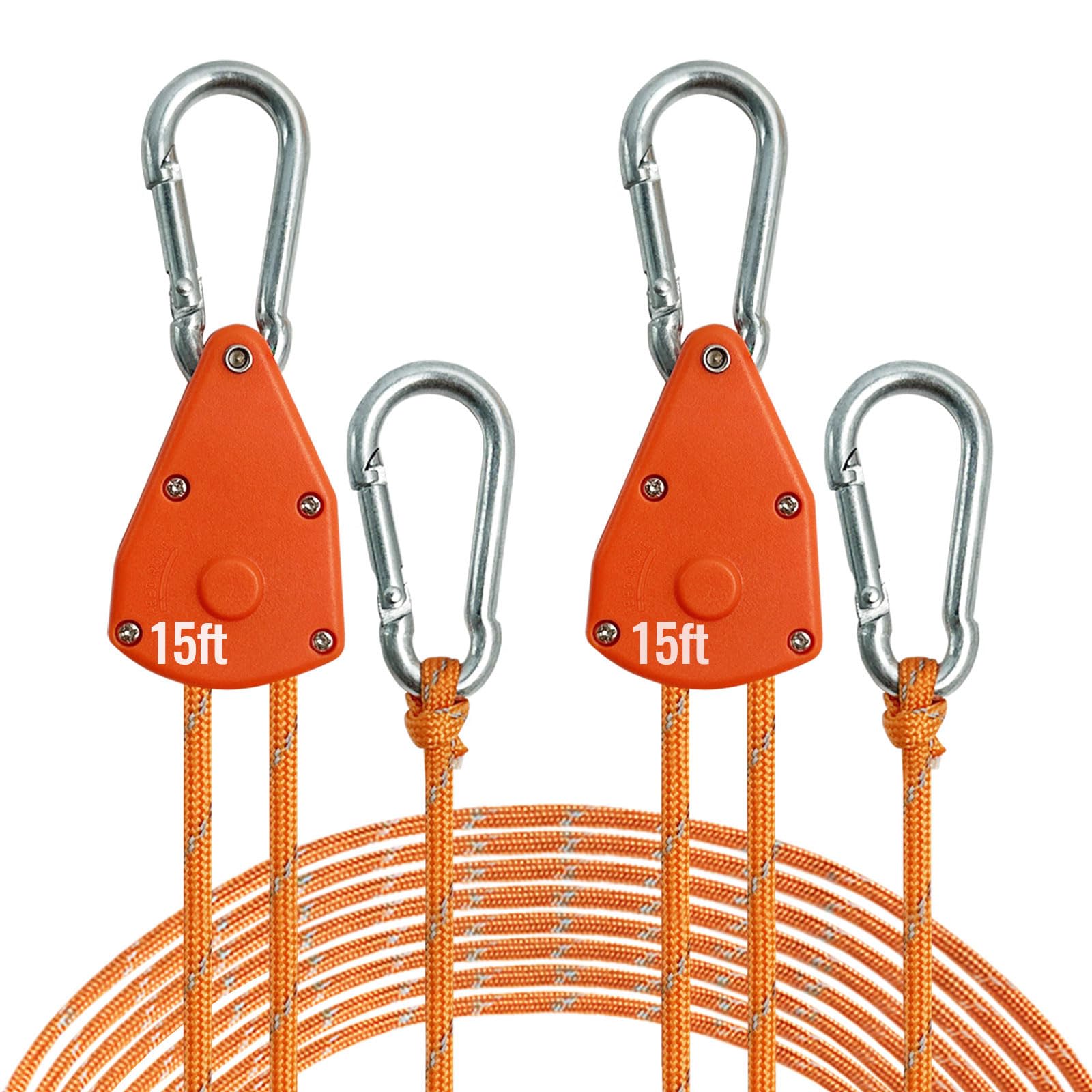 14FT Rope Retractable Ratchet Tie Down Straps 5/32" Reflctive Rope Hanger Grow Light Kayak Tent (2-Pack)