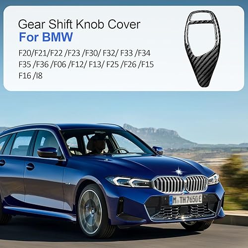 Protector de fibra de carbono real para palanca de cambios compatible con BMW F20 F21 F22 F23 F30 F32 F33 F34 F35 F36 F06 F12 F13 F25 F26 F15 F16