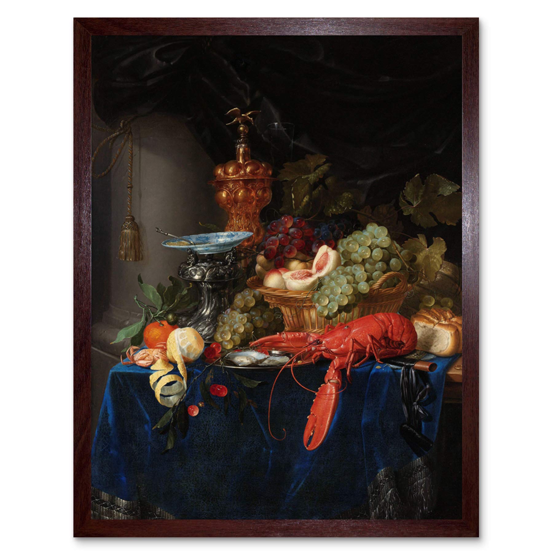 Artery8 Pieter De Ring Still Life Golden Goblet Painting Art Print Framed Poster Wall Decor 12x16 inch