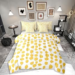 Erosebridal Yellow Spots Twin Comforter Set 7 Piece Abstract Polka Dots Bedding Sets Boho Brush Stroke Bed in A Bag with Sheets for Kids Boys Girls Adults Modern Art Bed Set Yellow Room Decor
