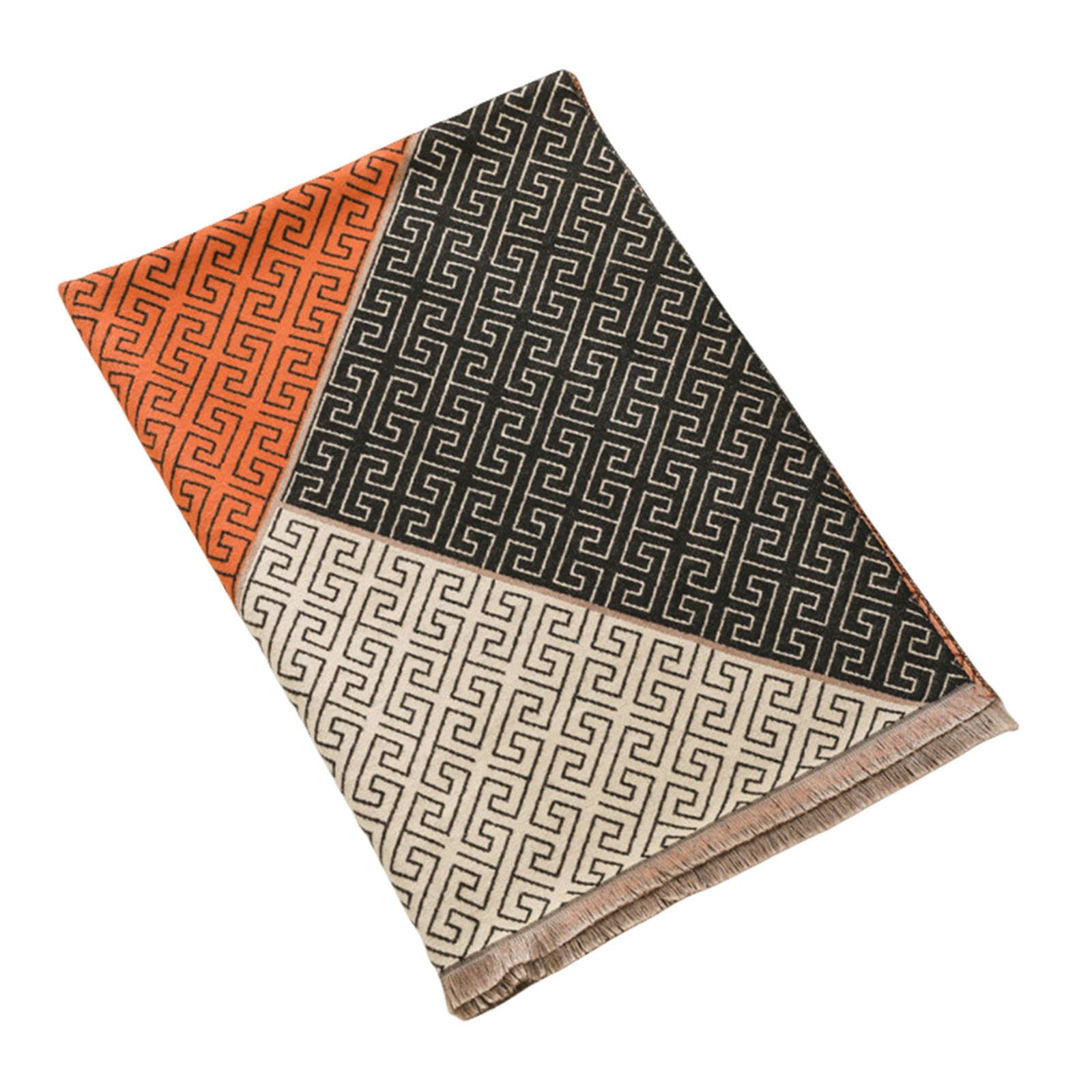 Sciarpa Donna Sciarpa Femminile Imitazione Cashmere Neck Scarf Autumn E Inverno A Forma di Sciallo Lungo A Forma di Scialpa A Doppia Faccia-Arancia Nera