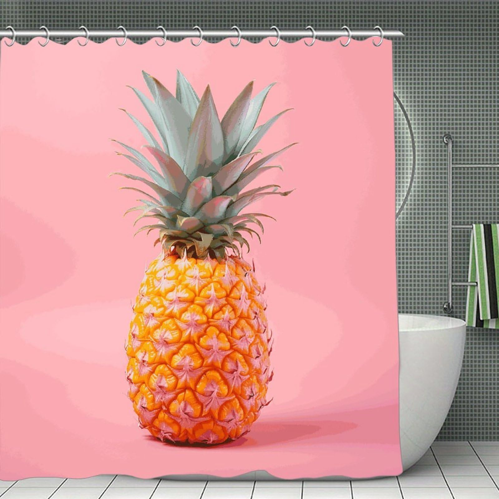 VstaDank A Pineapple Shower Curtain 71x71 Heavy Duty Polyester Cloth Bath Curtain with Hooks Thick Waterproof Shower Liner Fun Magic Decorative Bathroom Curtains for Bathtub