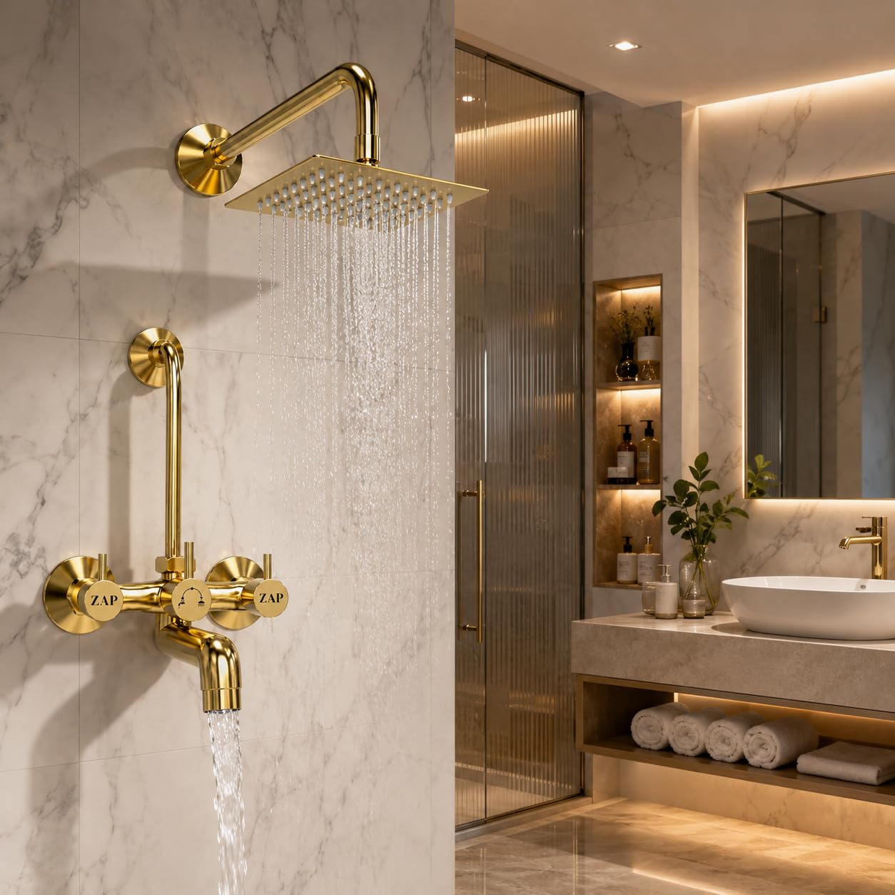 ZAP Elixir Gold 2-in-1 Shower Mixer Tap Set -2