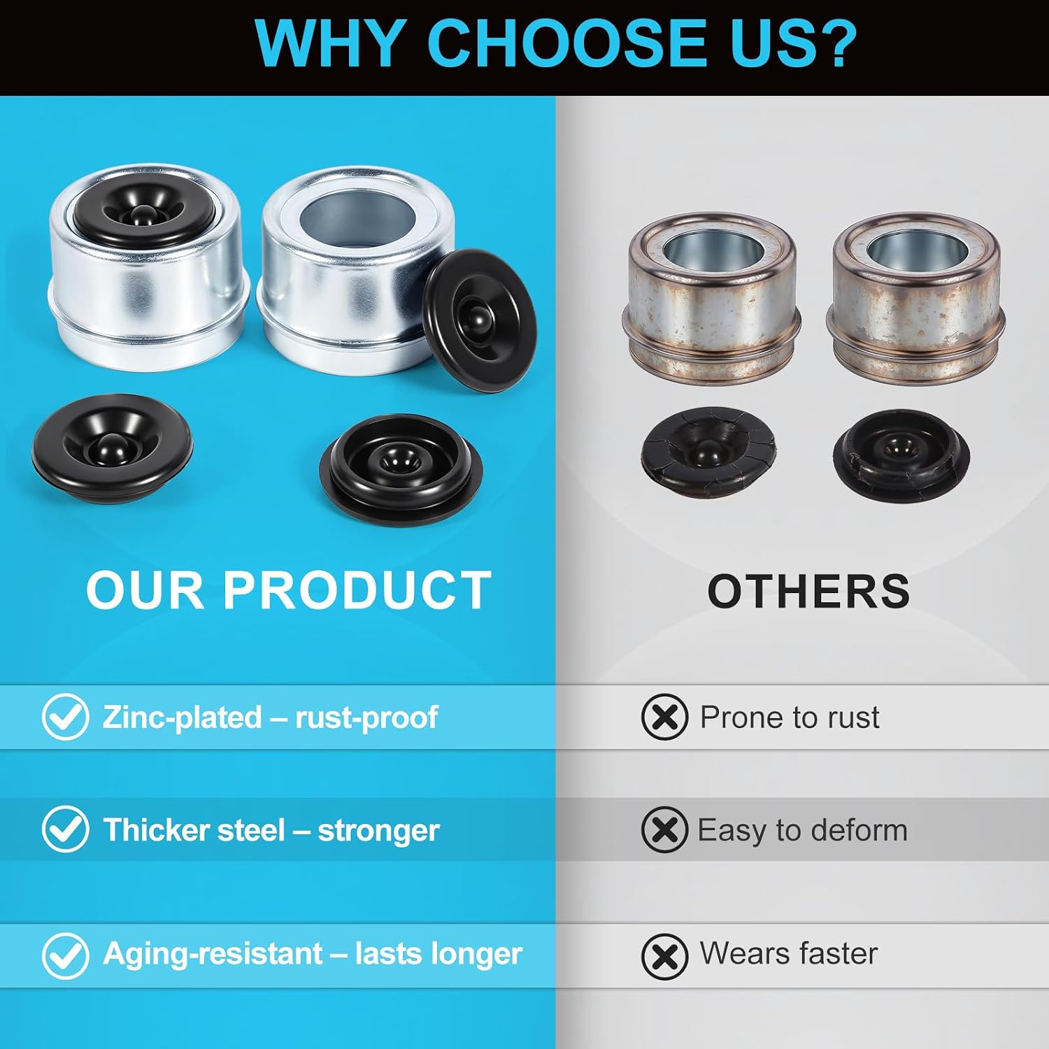 1.98'' Trailer Dust Cap, Trailer Grease Cap for Most 2000 to 3500 lb Axles