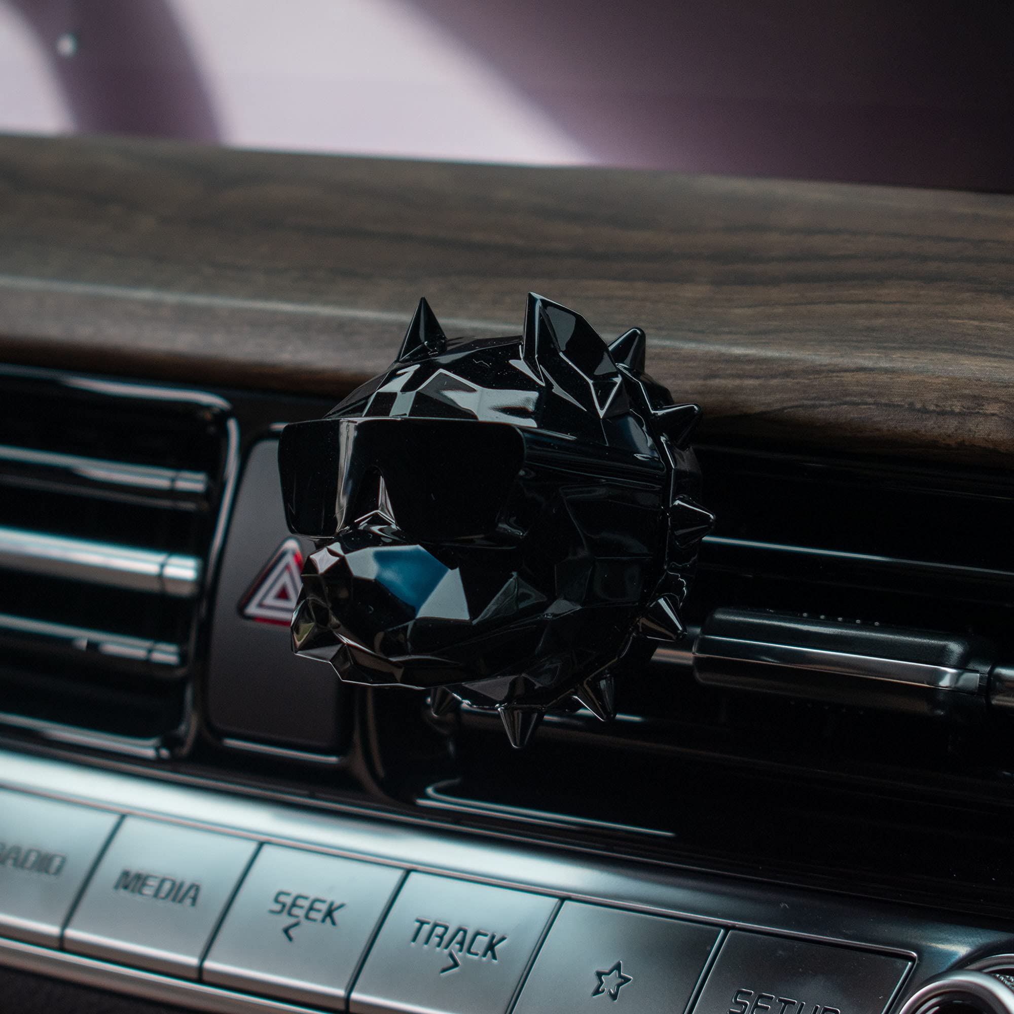 Bulldog Car Air Freshener - Refillable Vent Clips | Unique Hunter's Trophy Design | Odor Eliminator (Satin Black, Mango Madness)