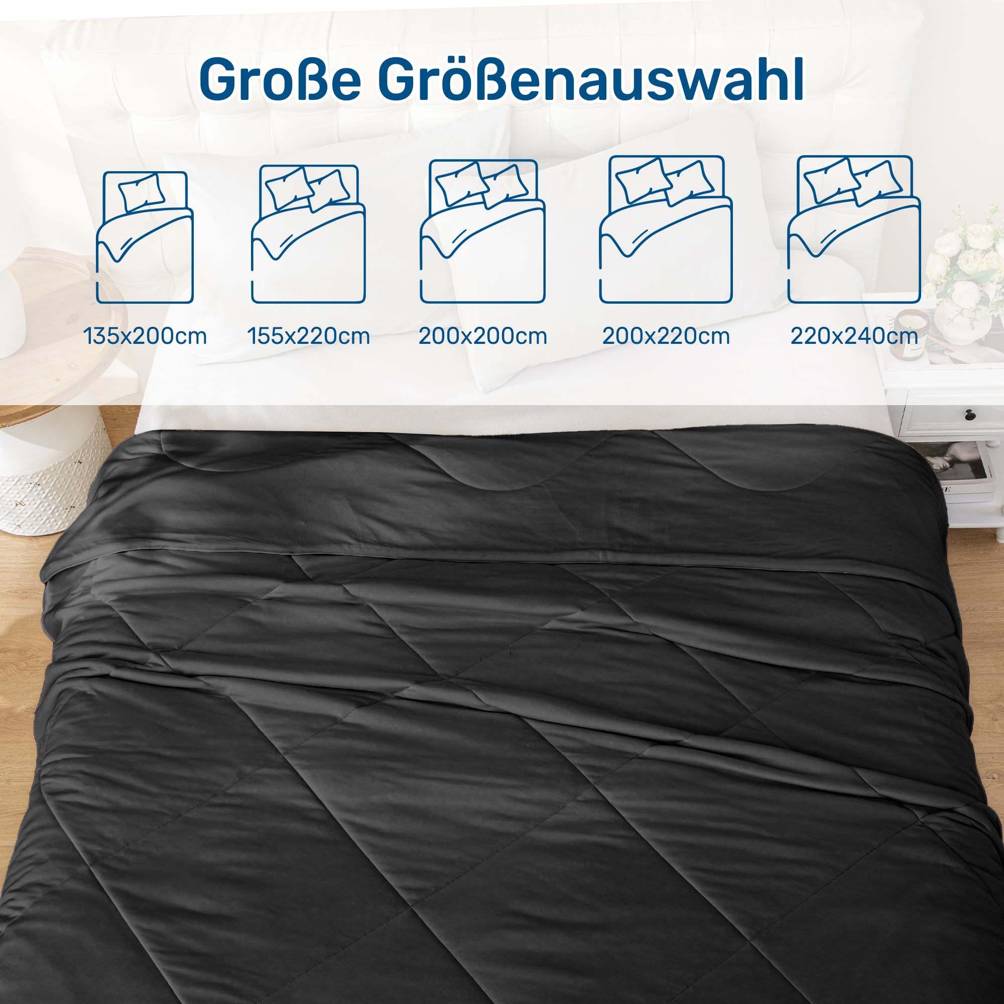 UNIKOME Manta refrescante – Manta de verano – Diseño de refrigeración reversible – Ligero y transpirable – Manta específica para aire acondicionado – Öko-Tex – 220 x 200 cm – Gris oscuro