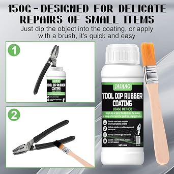 JAOJAO Rubber Coating, Tool Handle Dip Coating Rubber Dip for Tools Peelable Insulation & Anti-Slip Flexible Safe & Durable for Tool Handles Machine Parts, 150g Black for Delicate Repair of Small Item