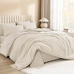 Litanika Lit dans un sac King Beige - 7 Pièces King Size Comforter Set Couvercle de lit, Ensemble de lit fluffy solide avec consolateur, Draps, Oreillers & Shams