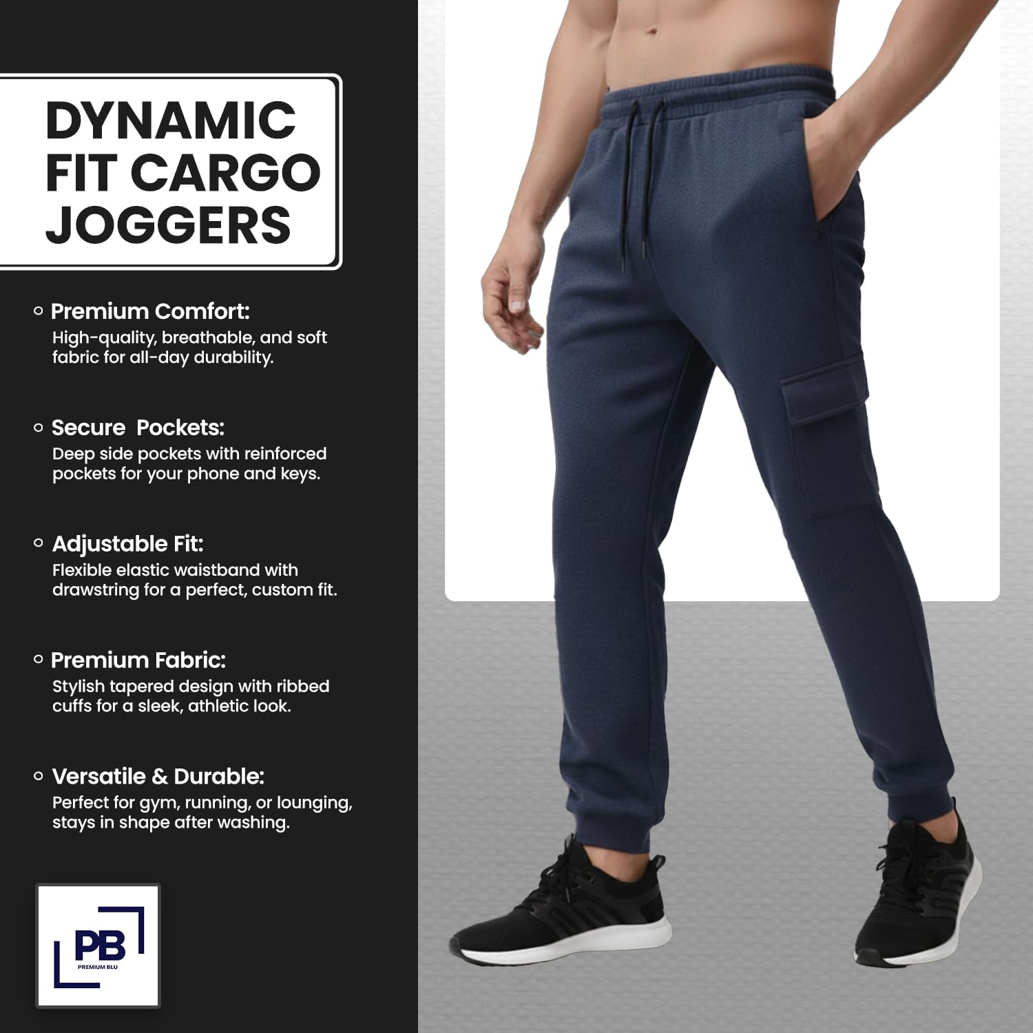 PB Mens Sweatpants 3-Pk – Fleece Joggers for Men with Cargo Or Zipper Pockets, Athletic Sweatpants & Mens Joggers Sizes S–XL - Image 5