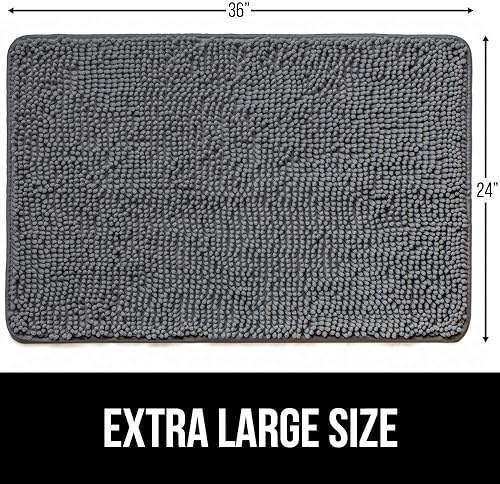 Miniatura 7 de Gorilla Grip Tapete absorbente de felpilla para interiores, 36 x 24 pulgadas, tapete lavable para perros, microfibra de secado rápido, respaldo