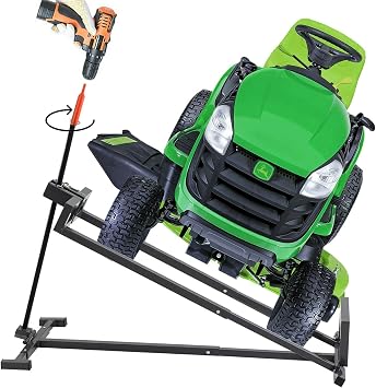 SwitZer Folding Ride On Lawn Mower Lift 400kg Lifting Device Ramp Garden Tractor Jack Lifter with Power Tool Kit SZ-LML01 Grey