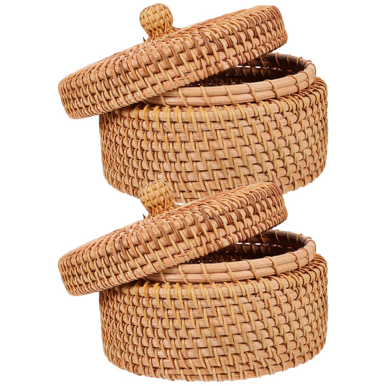 Boîte de rangement en rotin pour organiser votre coiffeuse panier ovale beige SHINEOFI