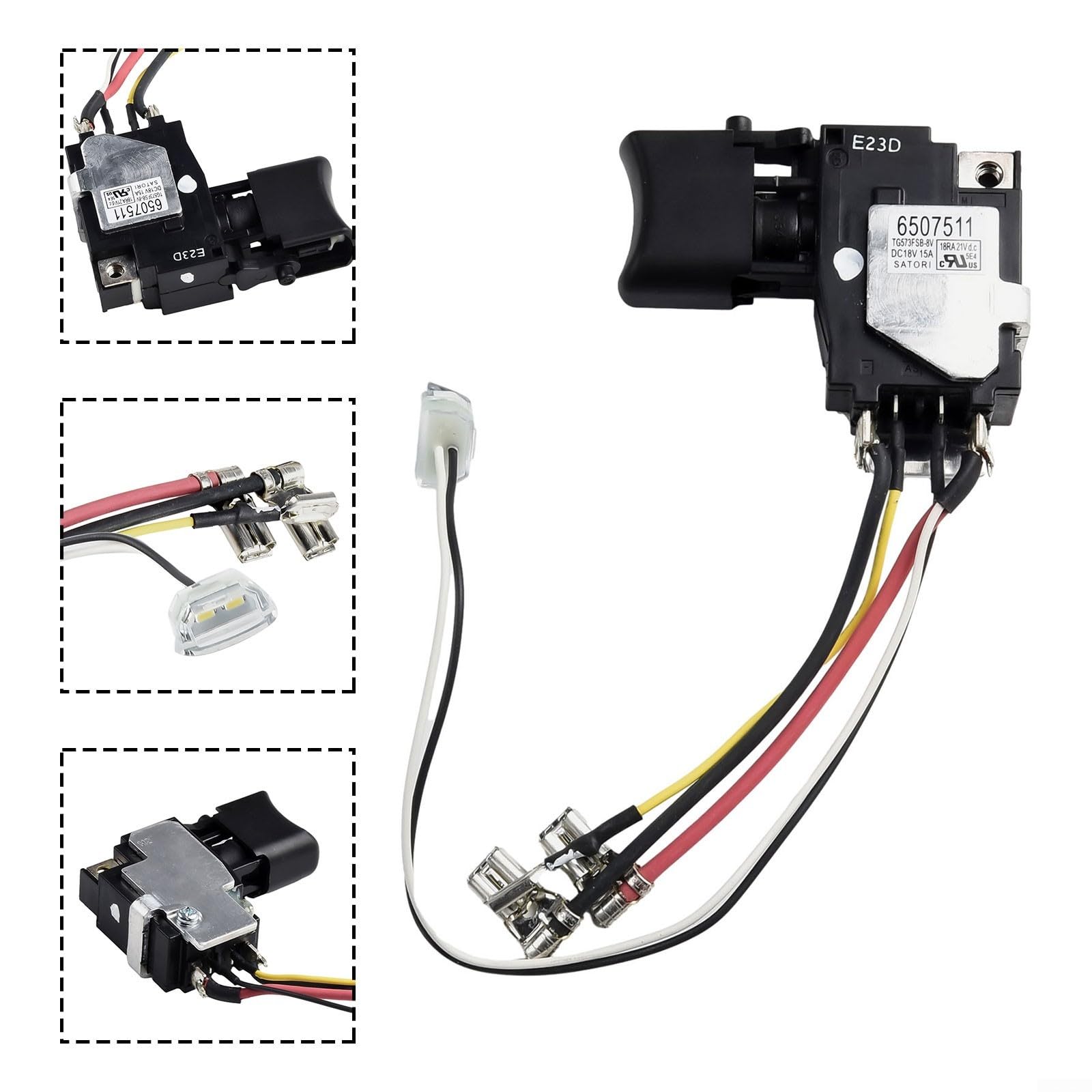 Zilimontt Interrupteur 18 V compatible avec les pilotes TD152D DTD152 DTD152Z DTD152RME DTD152RFE 6507511, installation facile