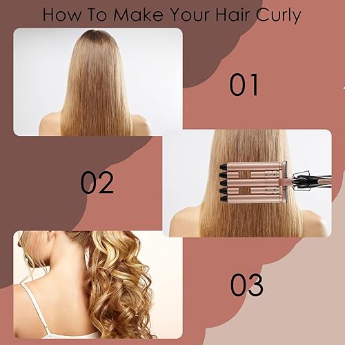 Miniatura 7 de Crimpadoras y onduladoras de cabello de 5 barriles, de calor rápido, varita portátil de 0.591 in para cabello largo, rizador ondulado de temperatura