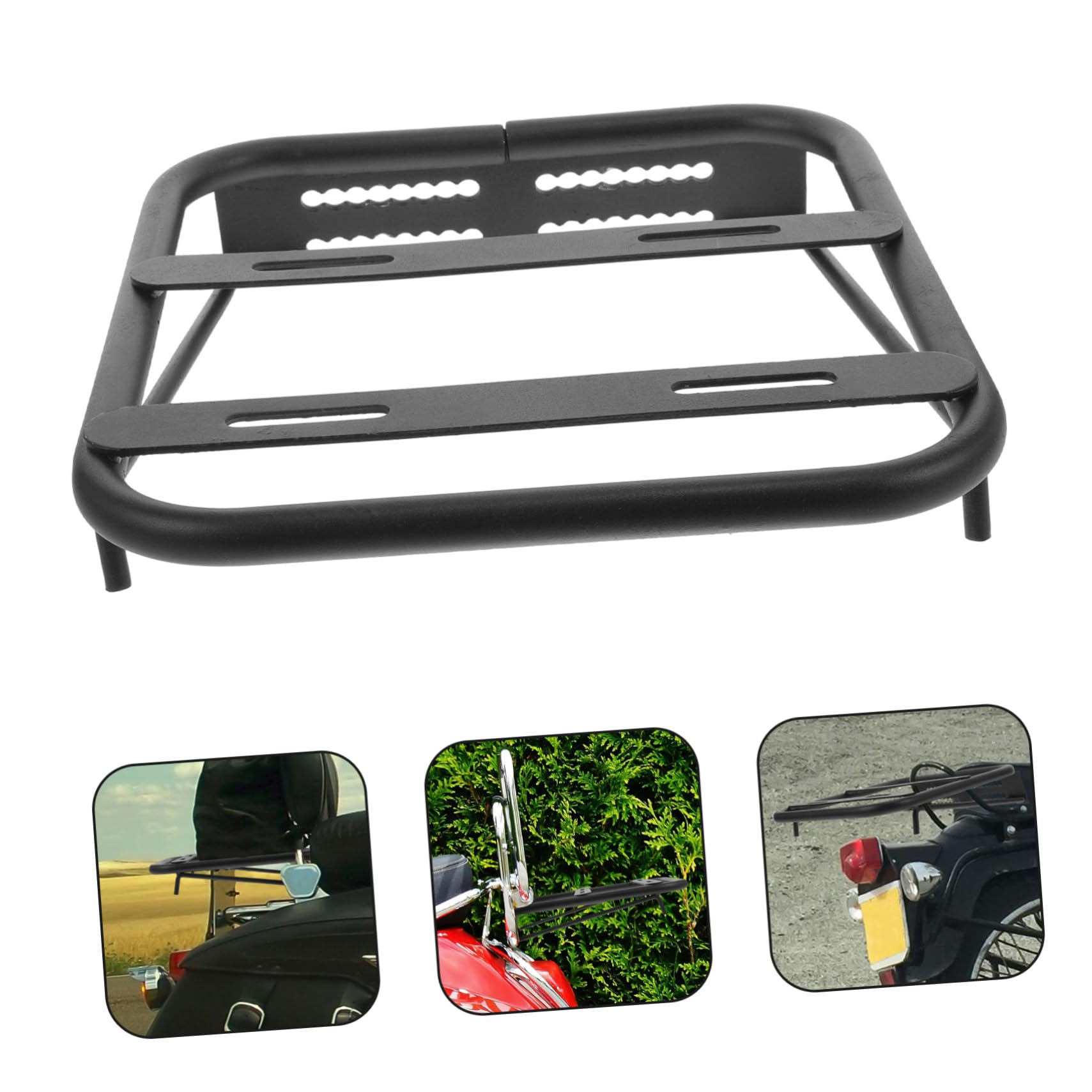 Portapacchi Stabile Posteriore in Ferro Nero Multiuso per Veicoli a Due Ruote, Scooter Elettrico, per Trasportare Bagagli e Attrezzatura Extra