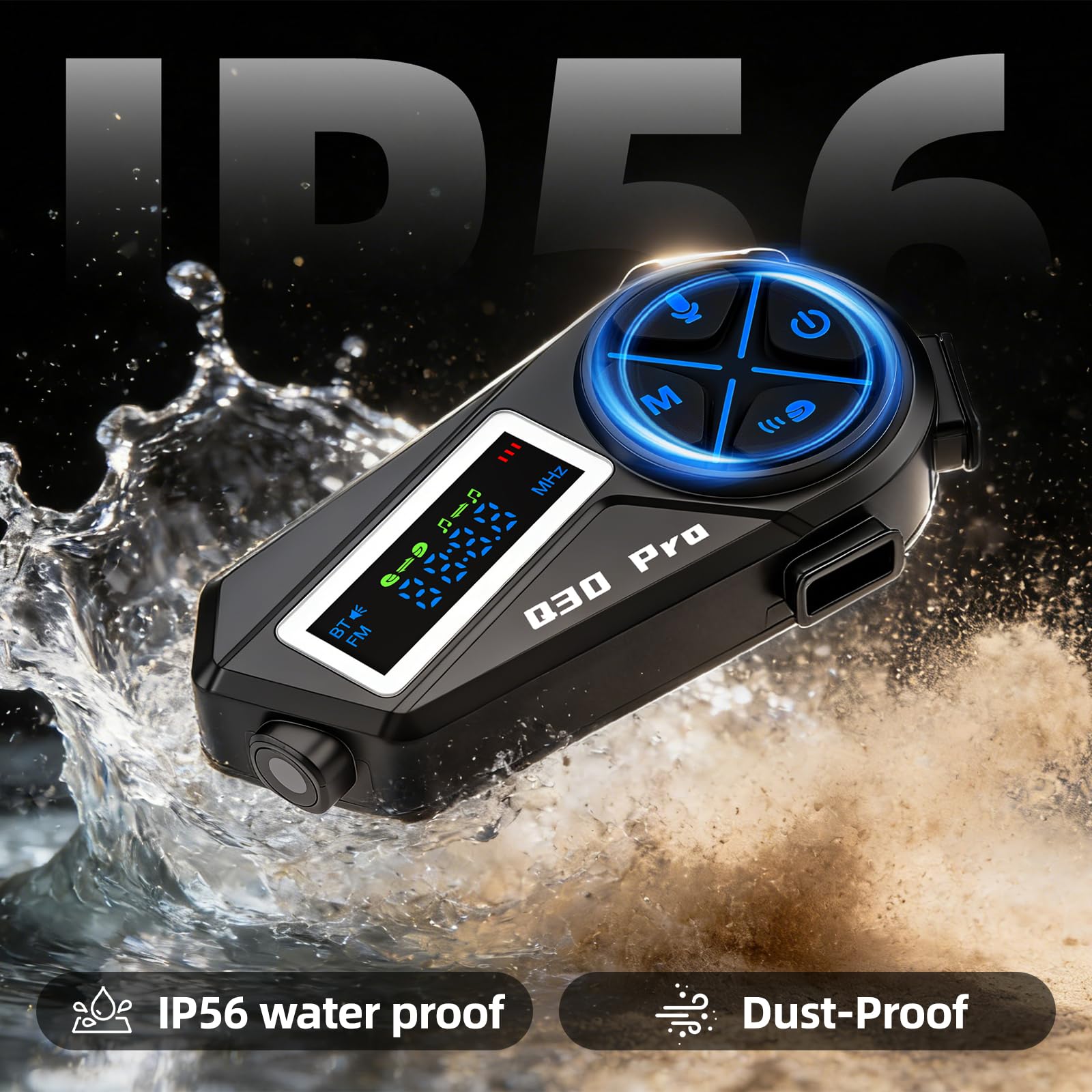 Cuffie audio Bluetooth, citofono per cuffie moto Bluetooth 5.4 con stereo Hi-FI e radio FM, IP65 impermeabile, comunicazione 500 m, autonomia 18 ore, compatibile con tutti i caschi (moto, sci)